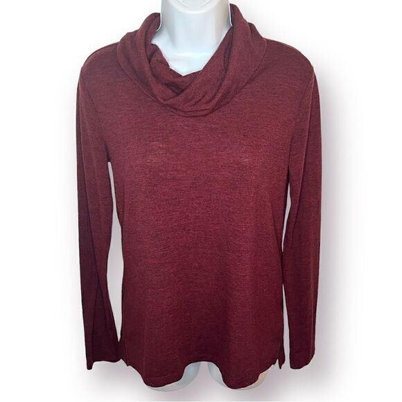 Old Navy Cowlneck Turtleneck Marled Long Sleeve Knit Top Dark Red S - Picture 1 of 8